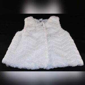 Little Me White Faux Fur Vest Size 18 Months Button/Snap Closure Holiday